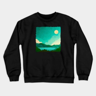 Full Moon Dreams And Mountains Of Green Crewneck Sweatshirt